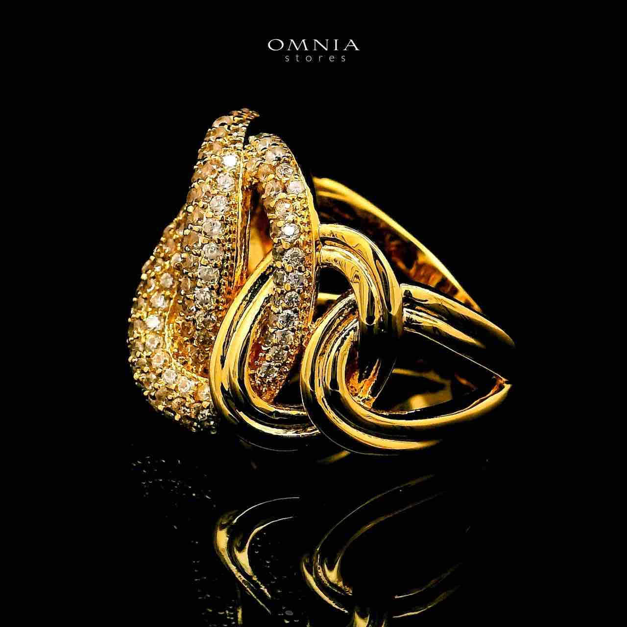 Omnia Eshraq 18k Gold Plated Ring With Rhodium Plated In High Quality Zircon Stone - Image 2
