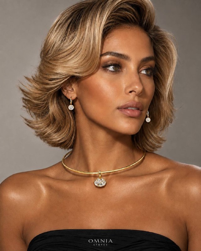 Omnia Rafif Golden Necklace In 925 Silver High Quality Certified Lab Crafted Stones
