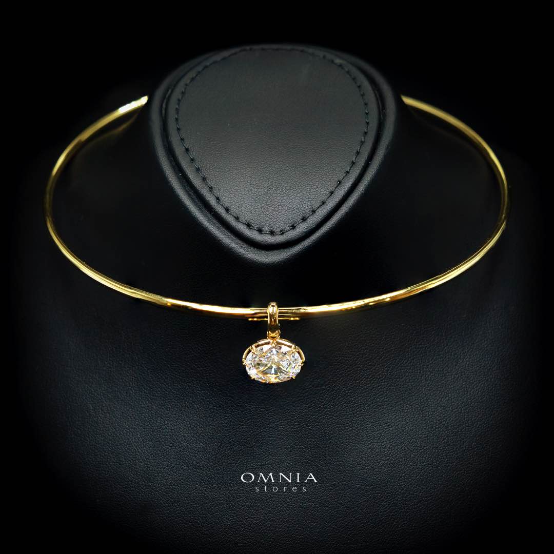 Omnia Rafif Golden Necklace In 925 Silver High Quality Certified Lab Crafted Stones - Image 2