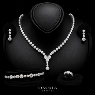 Omnia Salha White Bridal Full Set in 925 Silver High Quality Simulated Diamonds