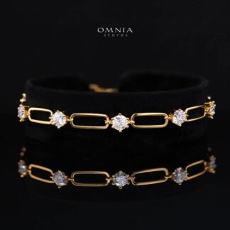 Bahja Golden White Moissanite With GRA Certified Bracelet in 925 Silver RD4.5mm