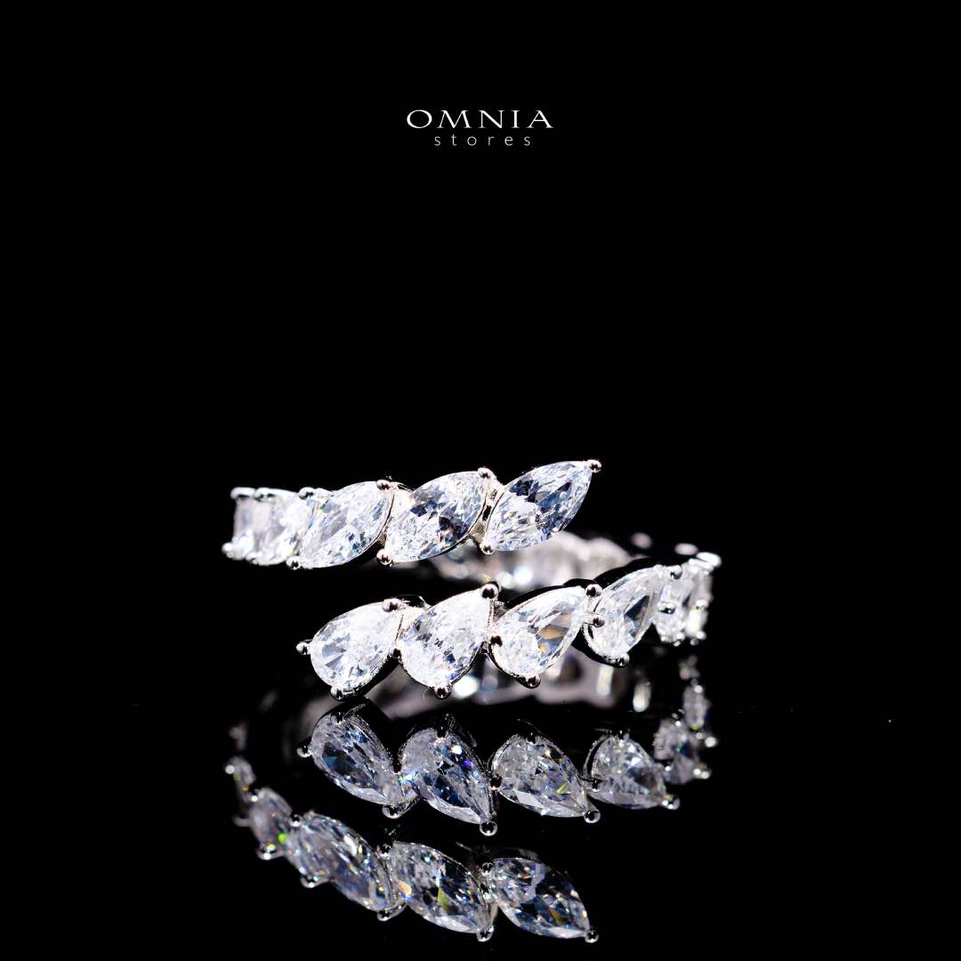 Omnia Nourhane White Double Layer Bridal Full Set in High Quality Zircon Stone in Rhodium Plated - Image 4