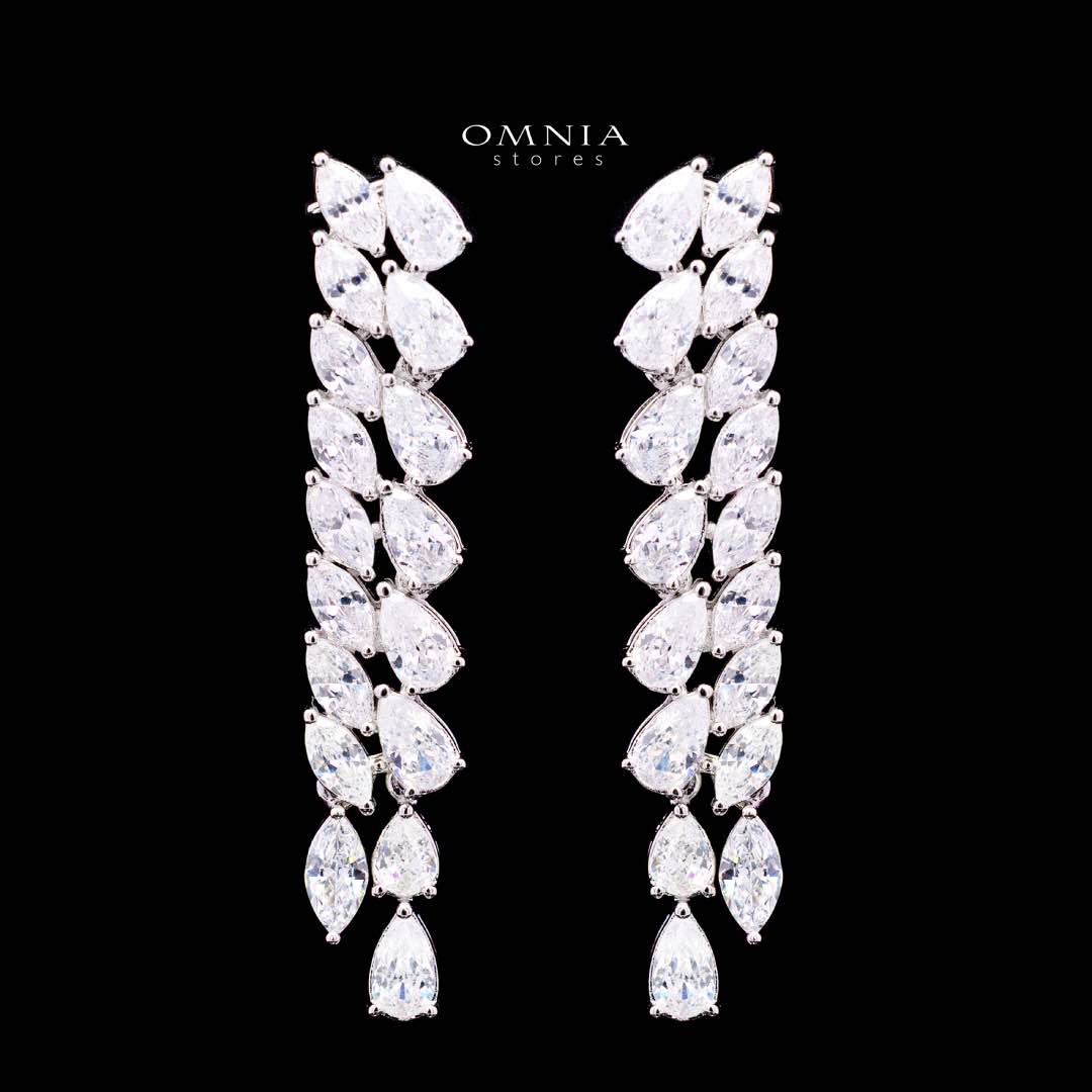 Omnia Nourhane White Double Layer Bridal Full Set in High Quality Zircon Stone in Rhodium Plated - Image 5