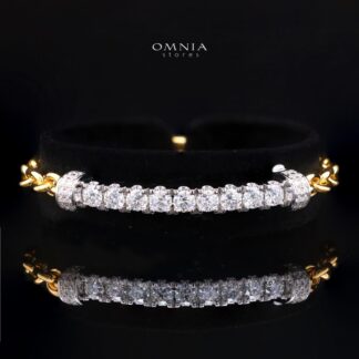 Wahaj Golden White Moissanite Stones With GRA Certified Bracelet in 925 Silver RD4mm