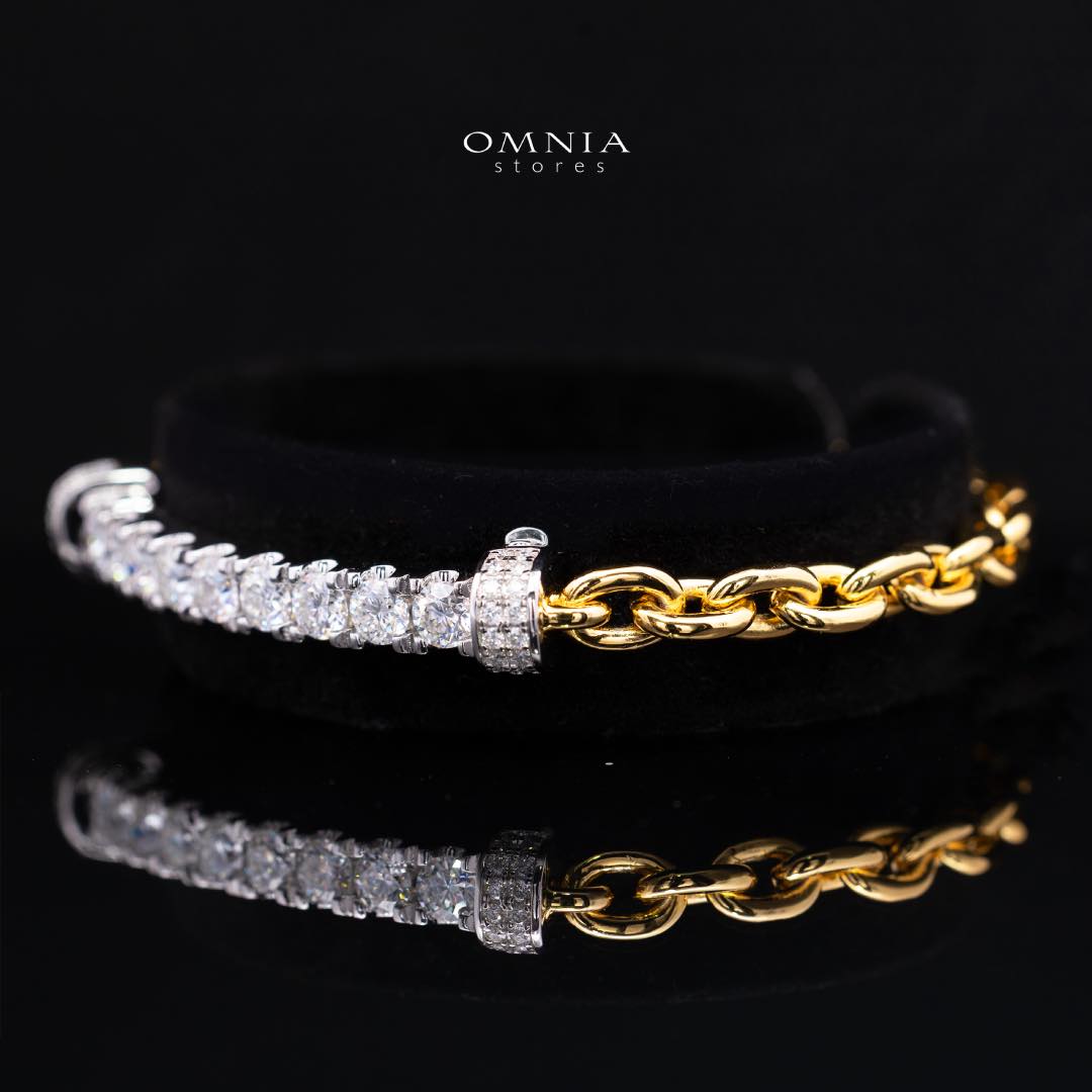 Wahaj Golden White Moissanite Stones With GRA Certified Bracelet in 925 Silver RD4mm - Image 2