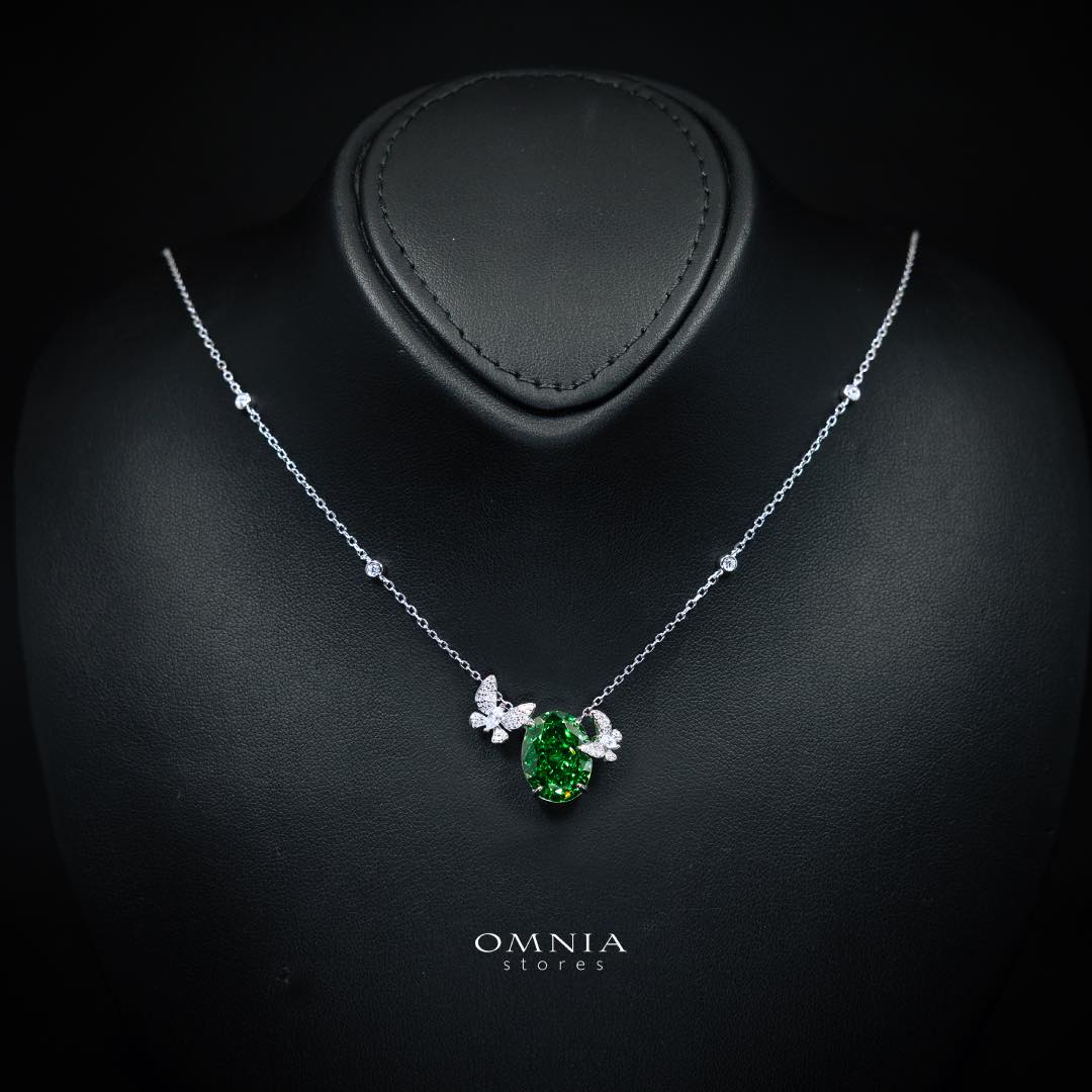 Omnia Maysun Necklace In 925 Silver High Quality Green Simulated Diamonds - Image 2