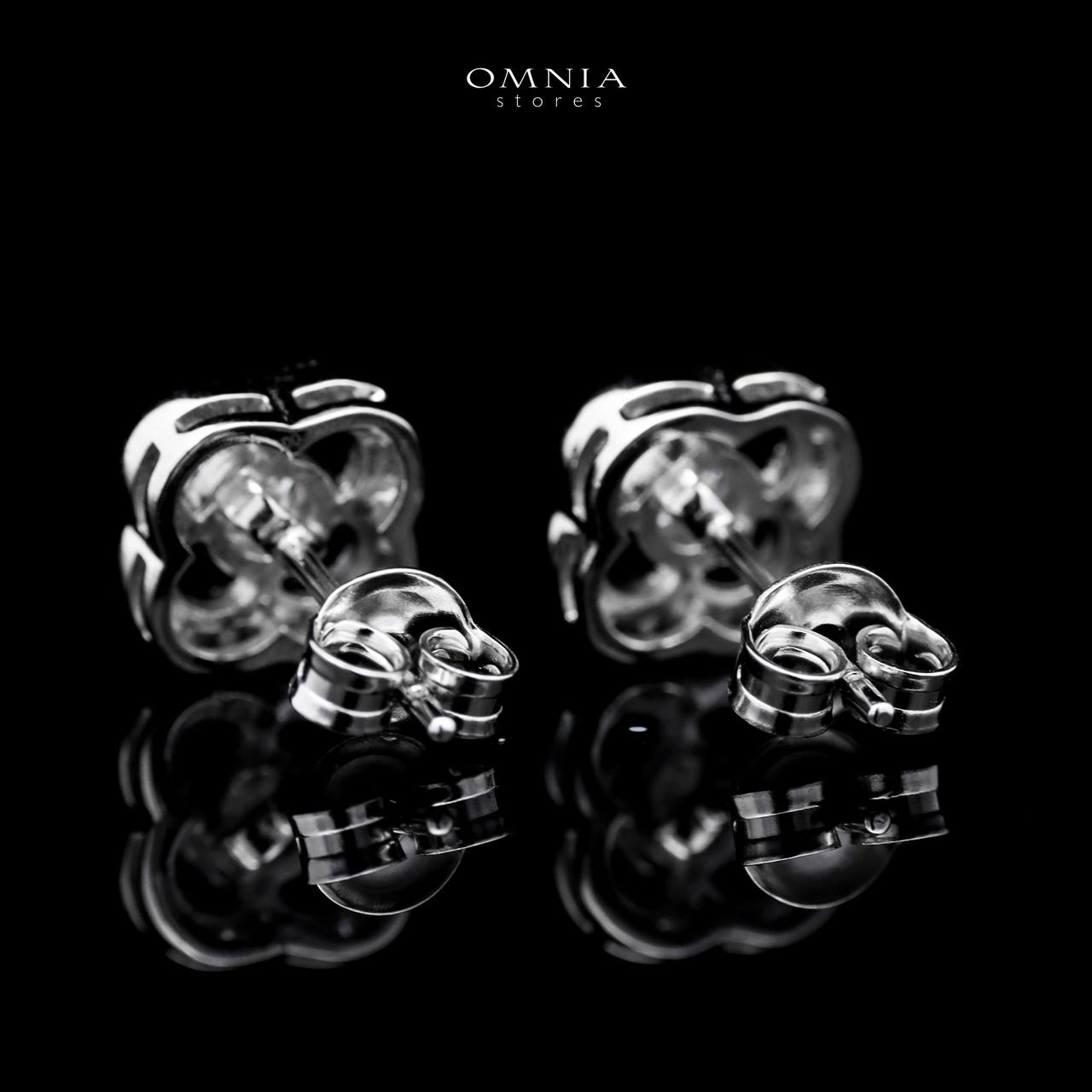 Omnia Kashifah Square Silver Earrings 925 Silver in GRA Certified High Quality White Moissanite Stones - Image 2