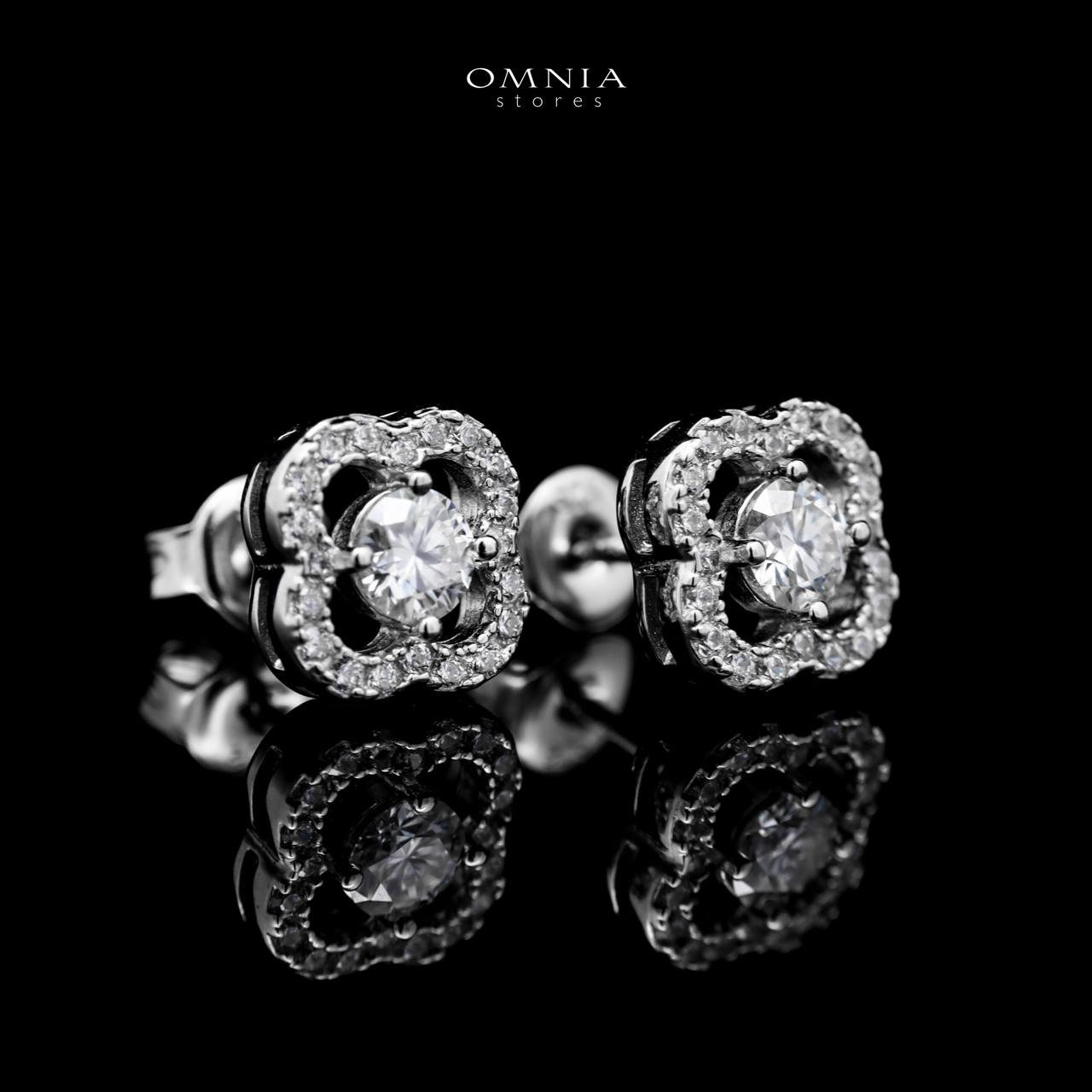 Omnia Kashifah Square Silver Earrings 925 Silver in GRA Certified High Quality White Moissanite Stones - Image 3