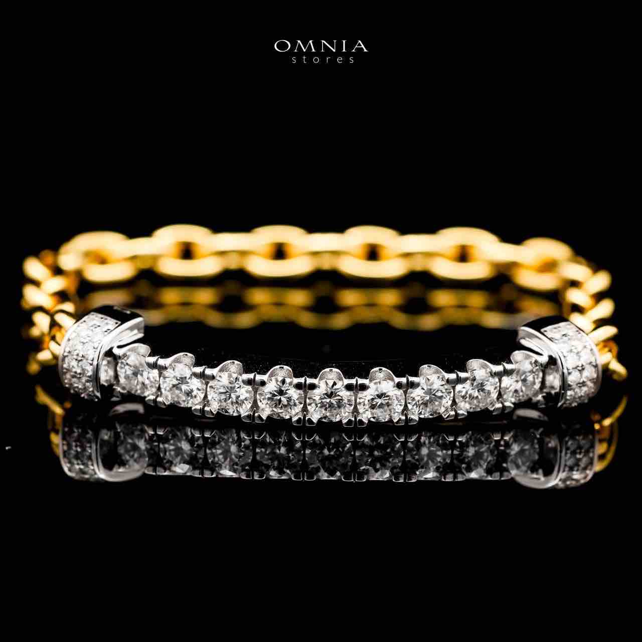 Wahaj Golden White Moissanite Stones With GRA Certified Bracelet in 925 Silver RD4mm - Image 3