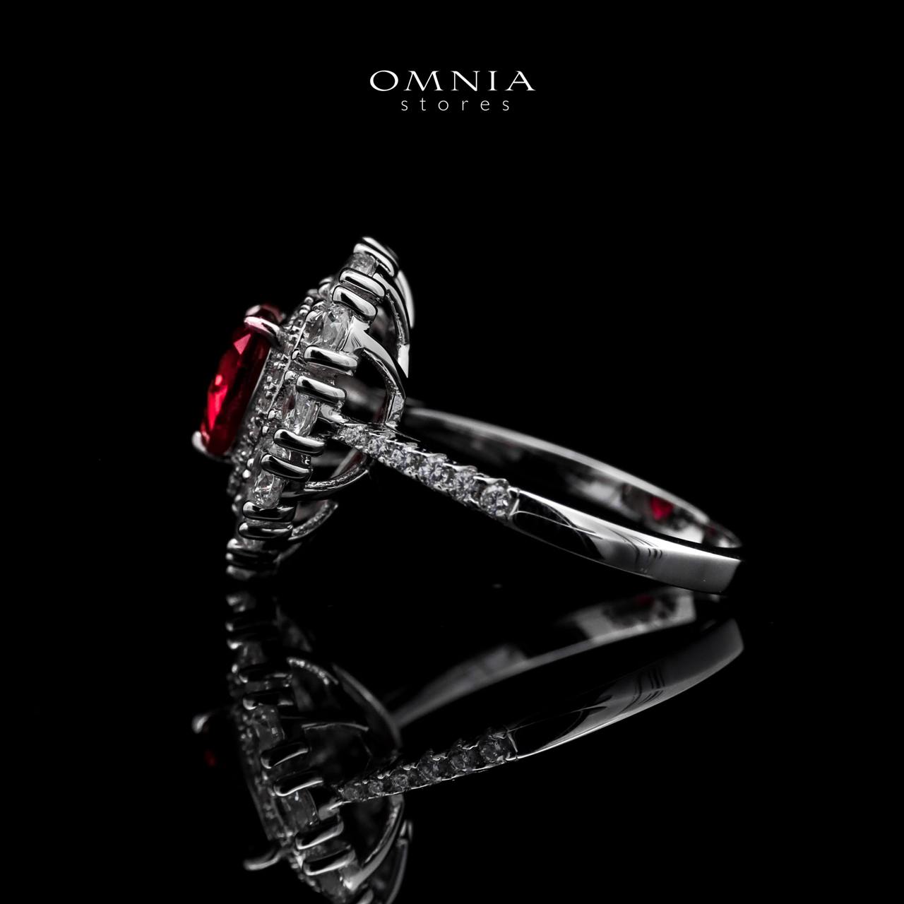 Omnia Lulwaan Silver Heart Ring In 925 Silver High Quality GRC Certified Red Lab Crafted Ruby Stones - Image 2