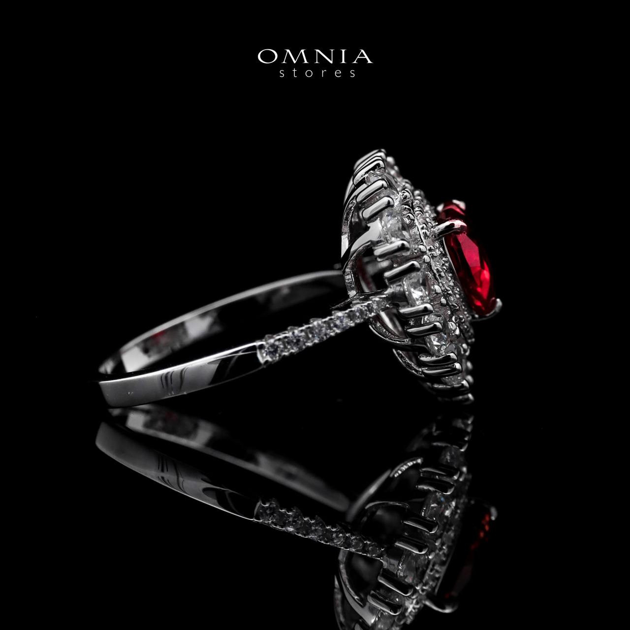 Omnia Lulwaan Silver Heart Ring In 925 Silver High Quality GRC Certified Red Lab Crafted Ruby Stones - Image 3