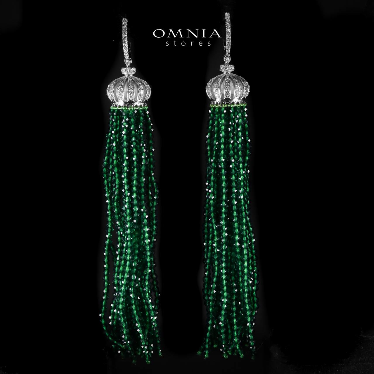 Omnia Lahitha Green Fresh Real Water Pearl Long Chain Necklace & Drop Pearl Earrings in 925 Silver with High-Quality Simulated Diamonds - Image 3