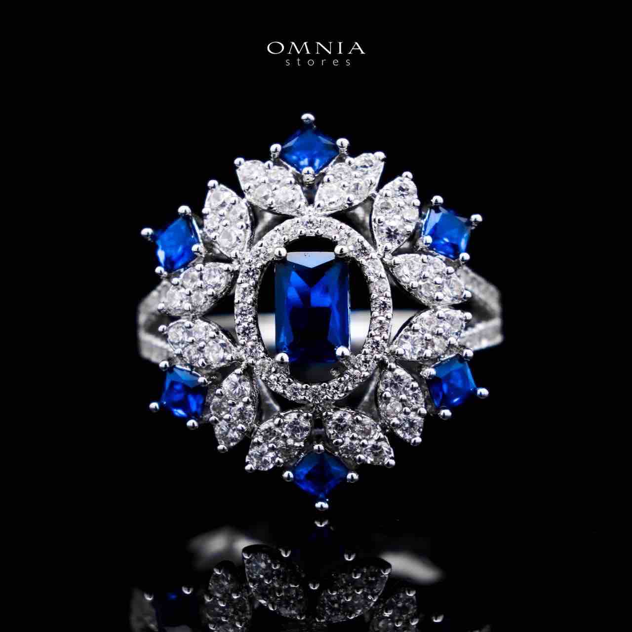 Omnia Ola Blue Bridal Long chain Set Accessories in High Quality Zircon Stone Rhodium Plated - Image 3