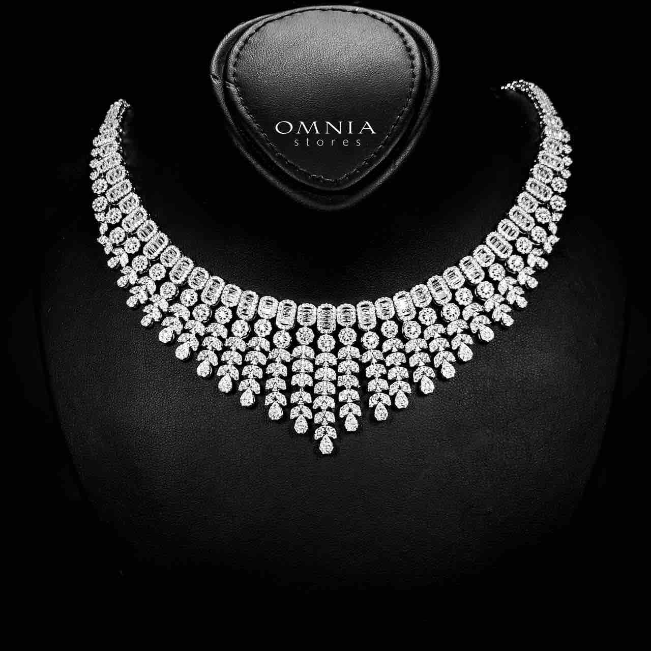 Omnia Fareeda White Luxury Bridal Full Set in High Quality Zircon Stone in Rhodium Plated - Image 2