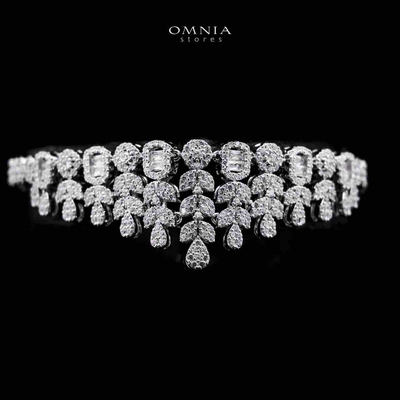 Omnia Fareeda White Luxury Bridal Full Set in High Quality Zircon Stone in Rhodium Plated - Image 5
