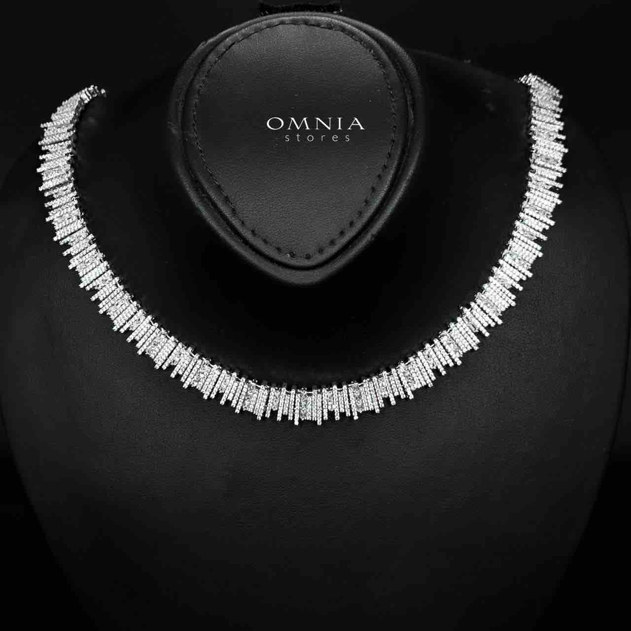 Omnia Eshaal White Bridal Full Set in High Quality Zircon Stone in Rhodium Plated - Image 2