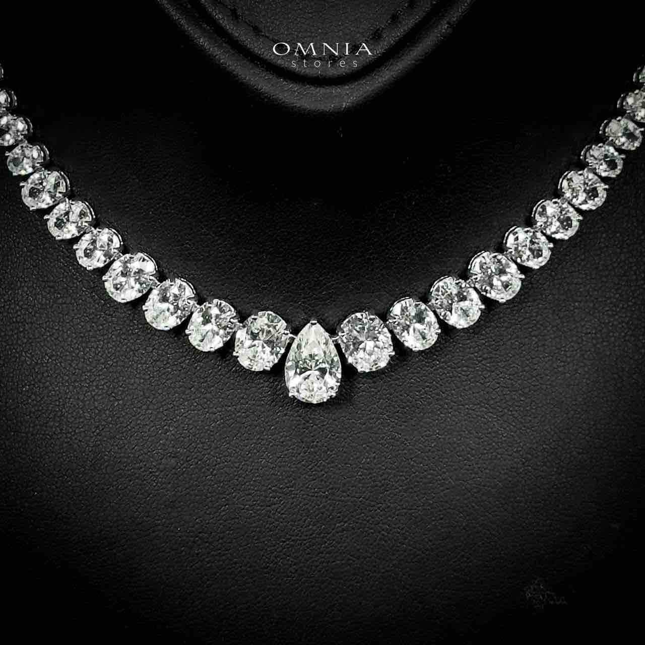 Omnia Sirah Necklace 925 Silver in High Quality White Simulated Diamonds Stones - Image 3