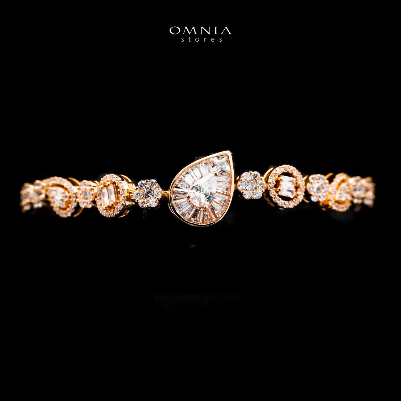 Omnia Ahad Bridal Golden Long Chain Set In Rhodium Plated With High Quality Zircon Stones - Image 5