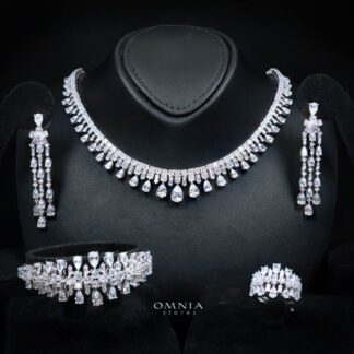 Omnia Nisrine White Luxury Bridal Full Set in High Quality Zircon Stone Rhodium Plated