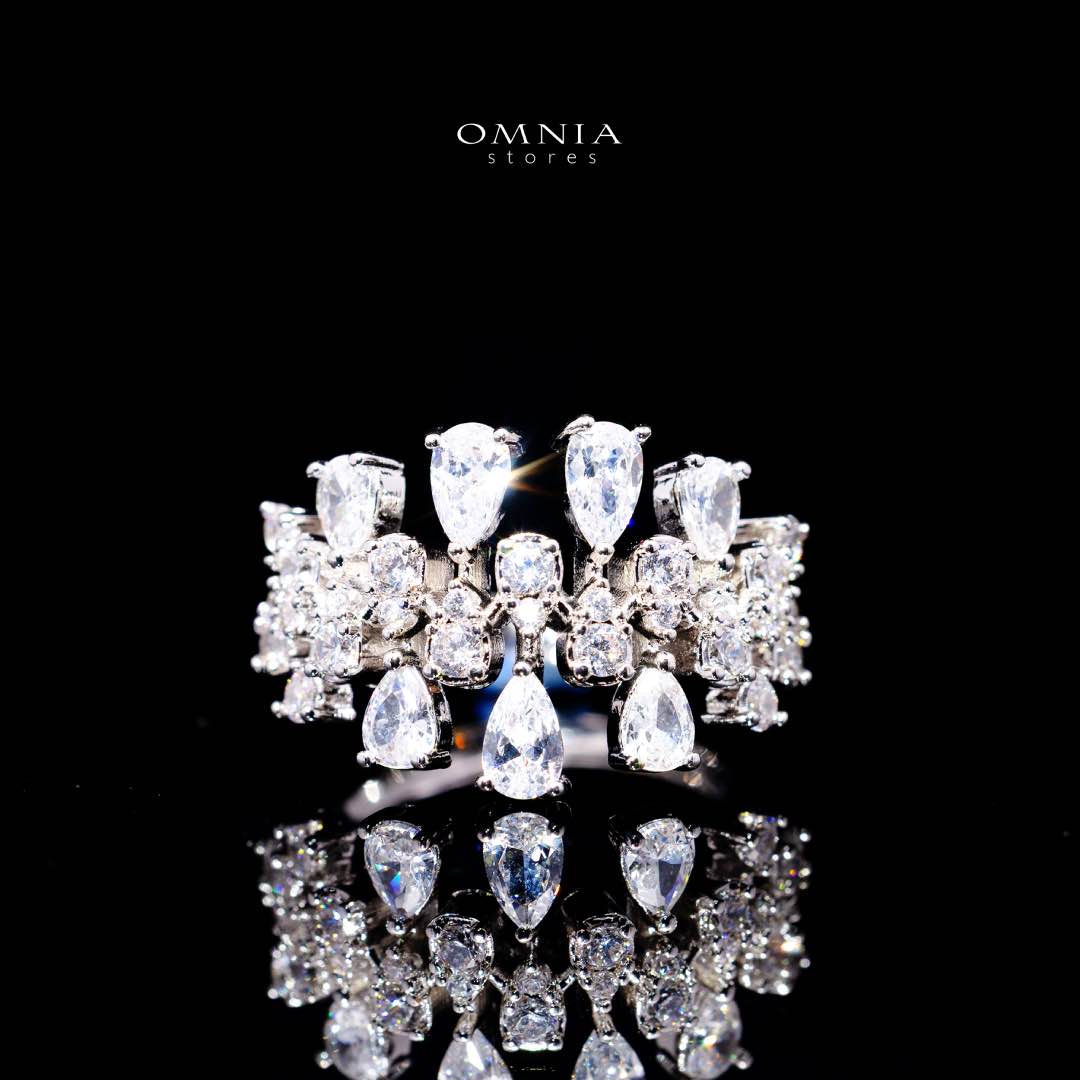 Omnia Nazeera White Bridal Full Set in High Quality Zircon Stone Rhodium Plated - Image 4