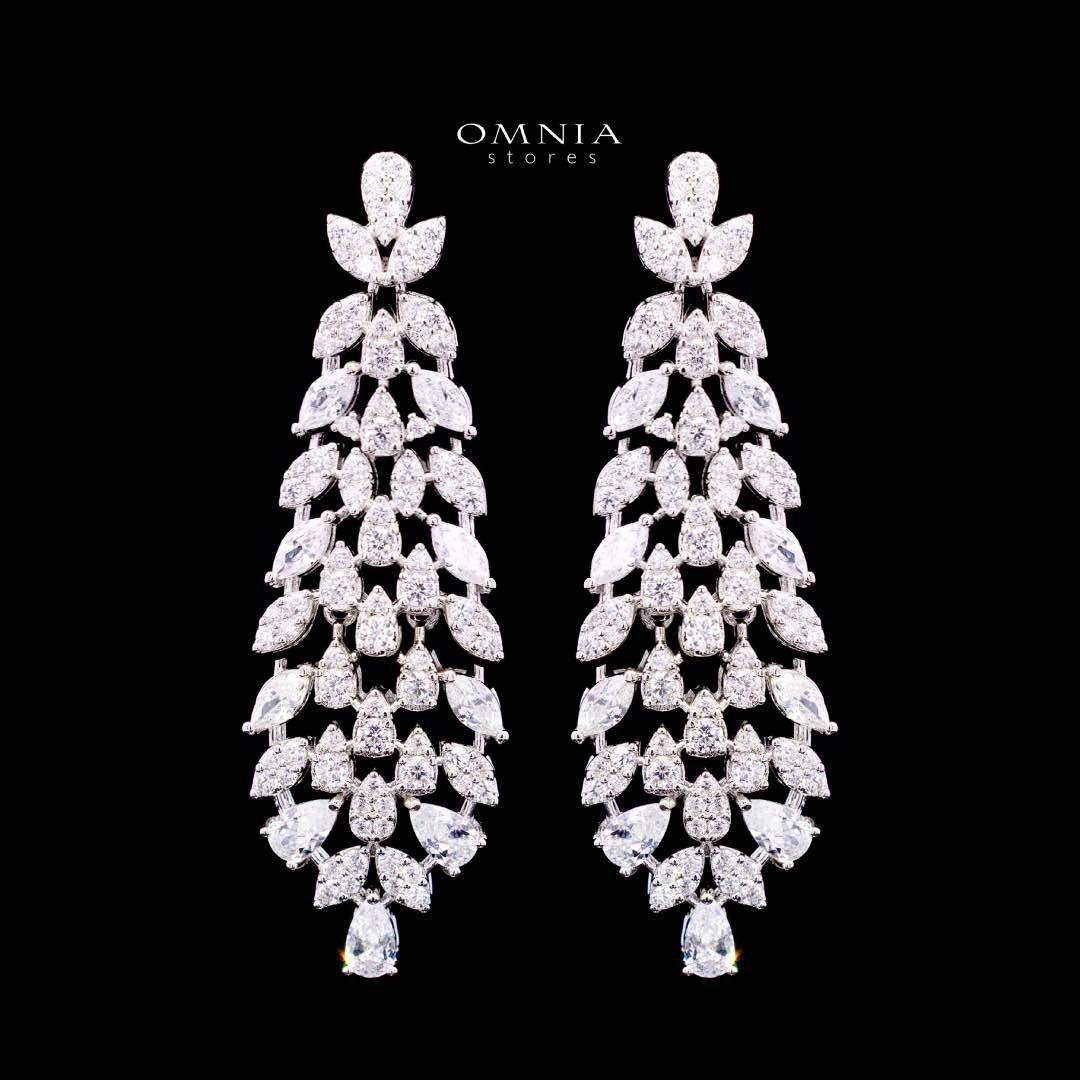 Omnia Nazeera White Bridal Full Set in High Quality Zircon Stone Rhodium Plated - Image 5