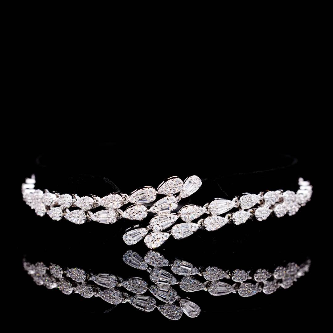 Omnia Dalilah White Luxury Bridal Full Set In Rhodium Plated with High Quality Zircon Stones - Image 4