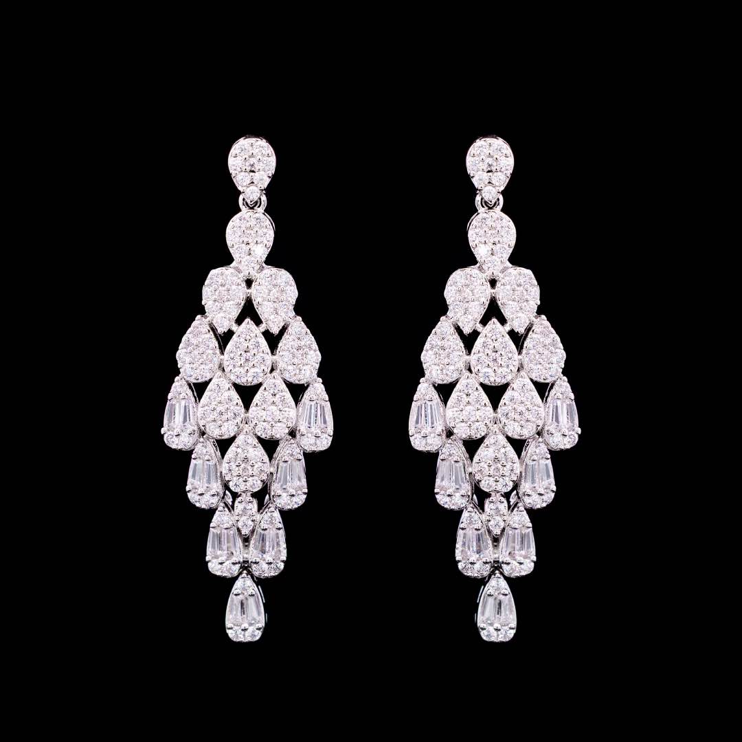 Omnia Dalilah White Luxury Bridal Full Set In Rhodium Plated with High Quality Zircon Stones - Image 6