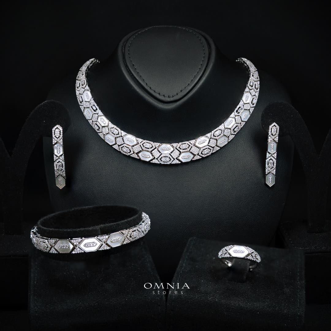 Omnia Raya Bridal Full Set Accessories in High Quality Zircon Stone in Rhodium Plated - Image 2