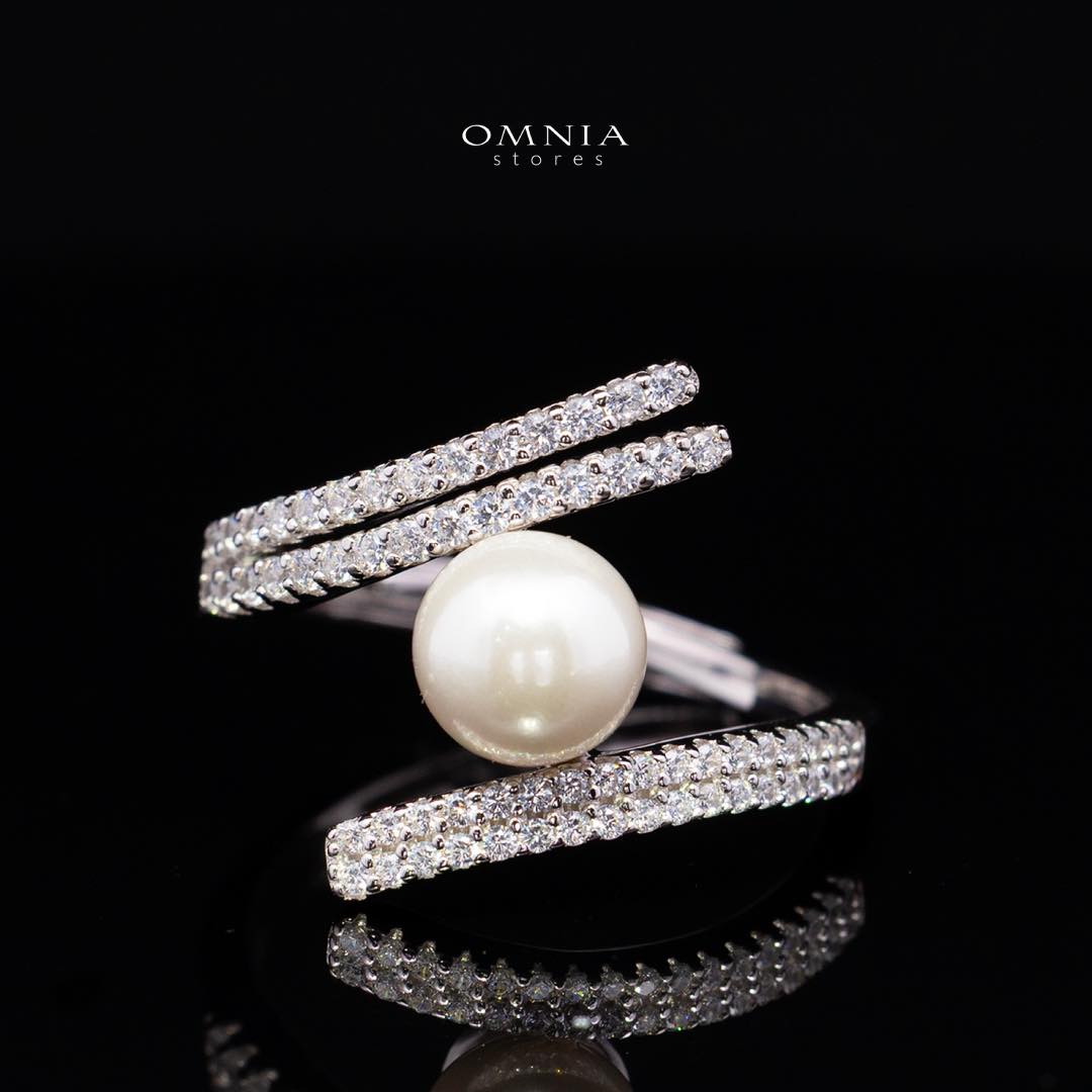 Omnia Ashley Pearl White Bridal Full Set in 925 Silver with High Quality Simulated Diamonds - Image 4