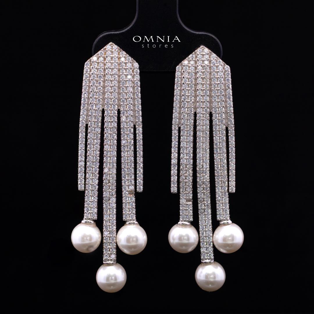 Omnia Ashley Pearl White Bridal Full Set in 925 Silver with High Quality Simulated Diamonds - Image 5