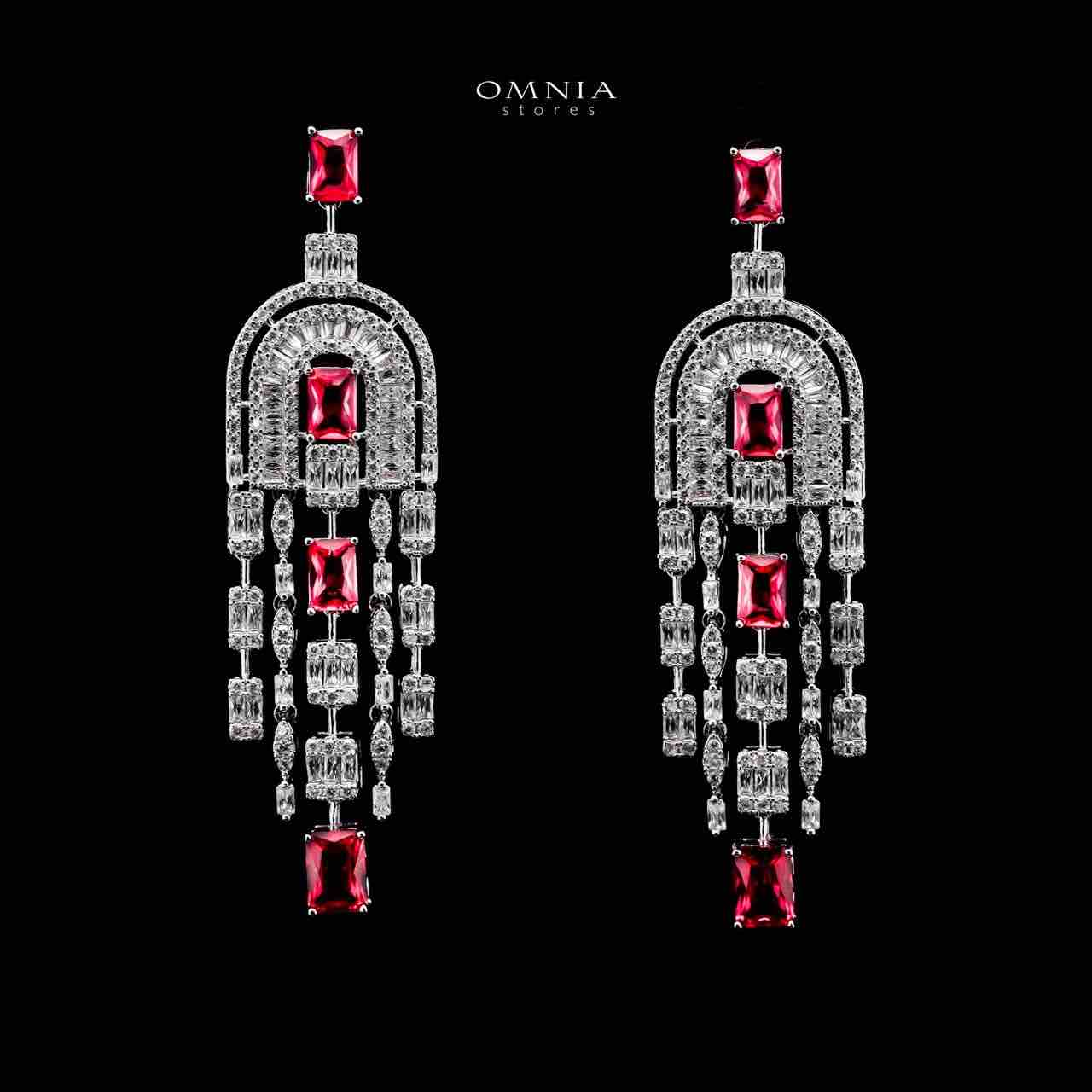 Omnia Jane Bridal Red Long Chain Set in Rhodium Plated Finish with High-Quality Zircon Stones - Image 3