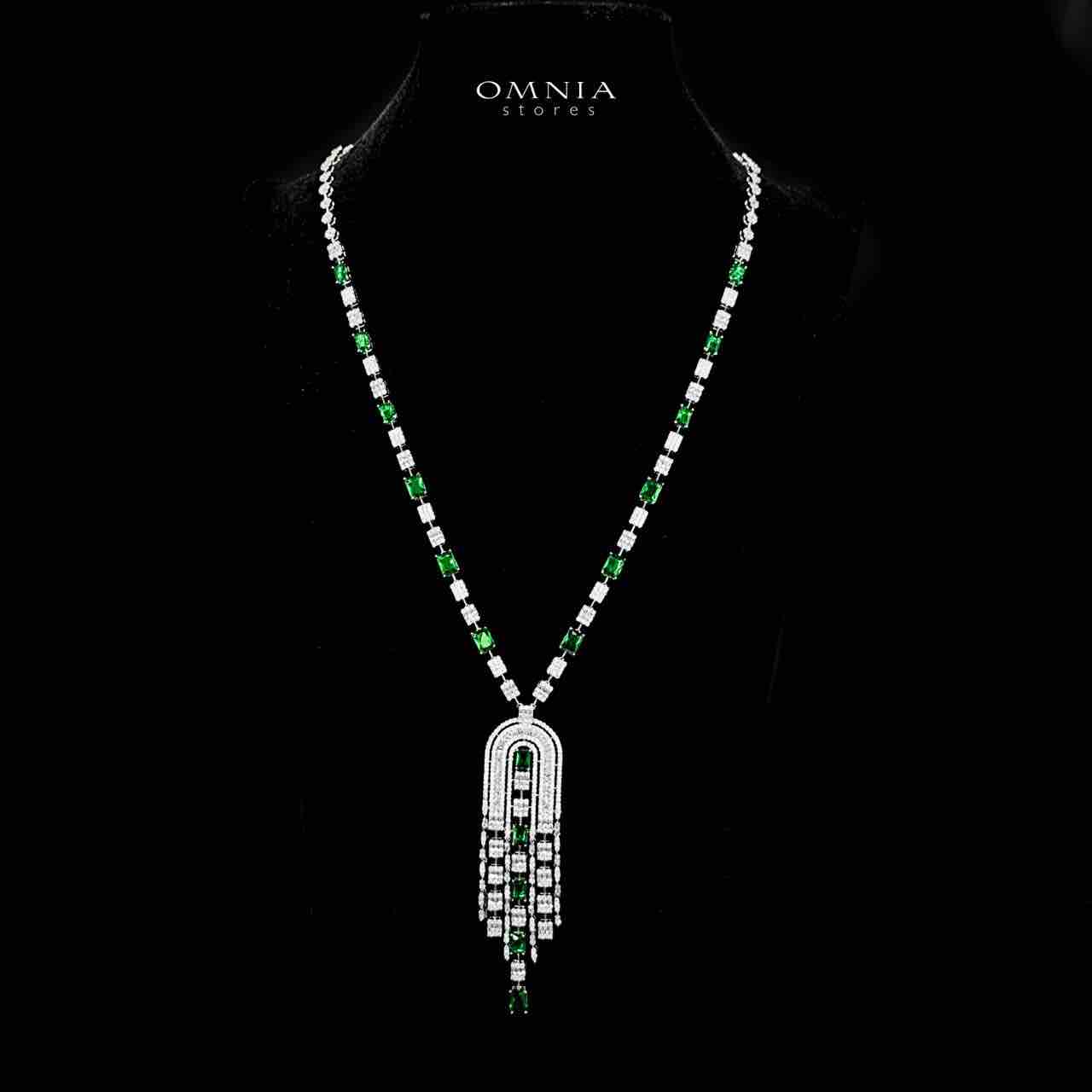 Omnia Jane Green Bridal Long Chain Set in Rhodium Plated Finish with High-Quality Zircon Stones - Image 2