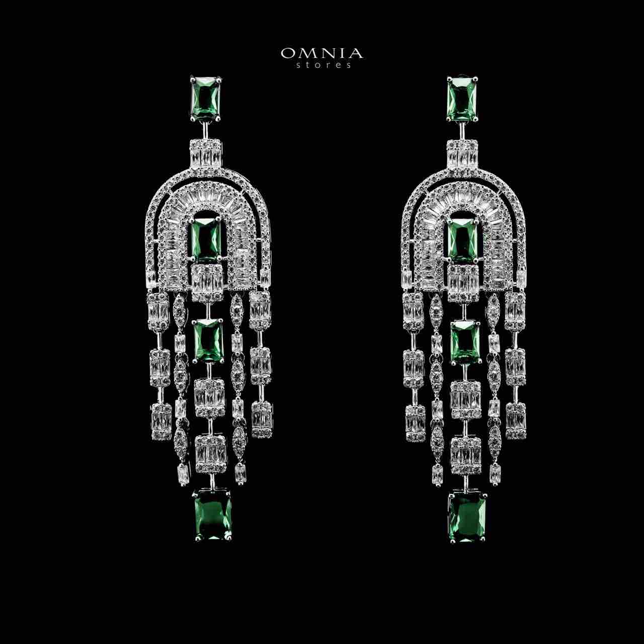 Omnia Jane Green Bridal Long Chain Set in Rhodium Plated Finish with High-Quality Zircon Stones - Image 3