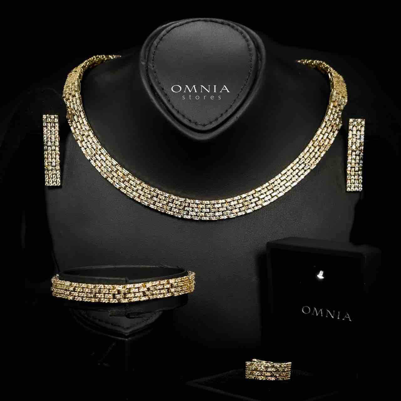 Omnia Zehra Gold Plated Bridal Full Set with Rhodium Plated in High Quality Zircon Stones - Image 2