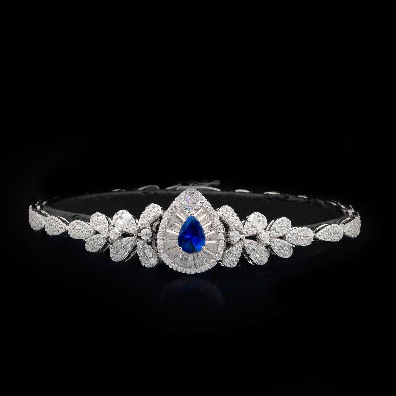 Omnia Sophia Blue Teardrop Bridal Full Set in 925 Silver with High Quality Simulated Diamonds - Image 7
