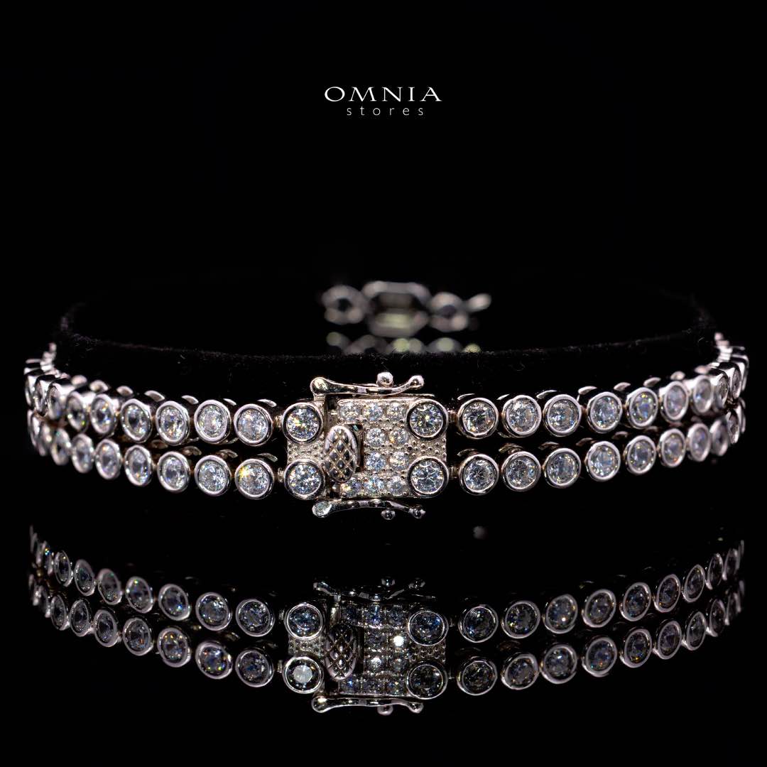 Omnia Fayza White Bracelet in 925 Silver with High Quality Simulated Diamonds - Image 2