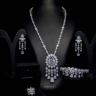 Omnia Aleya White Bridal Full Long chain Set in High Quality Simulated Diamonds