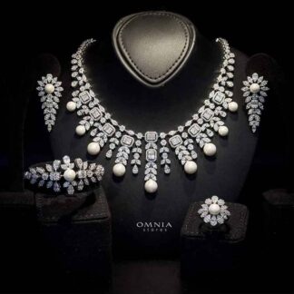 Omnia Dalimah White Bridal Full Set with High Quality Simulated Diamond