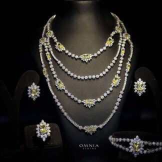 Omnia Blair Yellow Luxury Bridal Full Set High Quality Simulated Diamonds