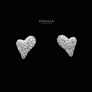 SUPER SALE!!! Omnia Heart Stud Earrings in High Quality 92.5 Silver with Iced Cut Stones