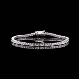 Omnia Muhsina 2mm Square Cut Tennis Bracelet in 925 Silver High Quality Simulated diamonds