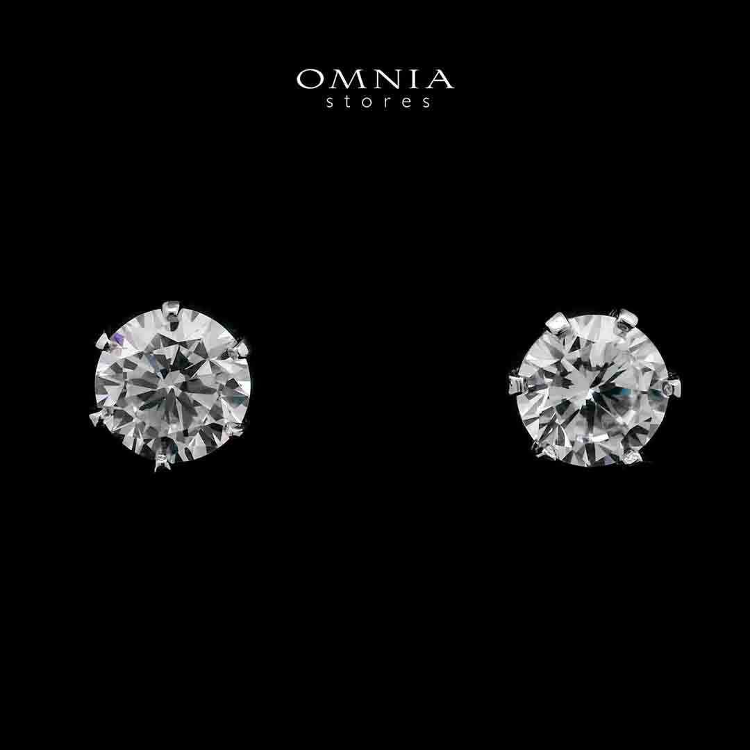 Zainah White Stud Earrings In High-Quality Zircon Stones in a Rhodium Plated