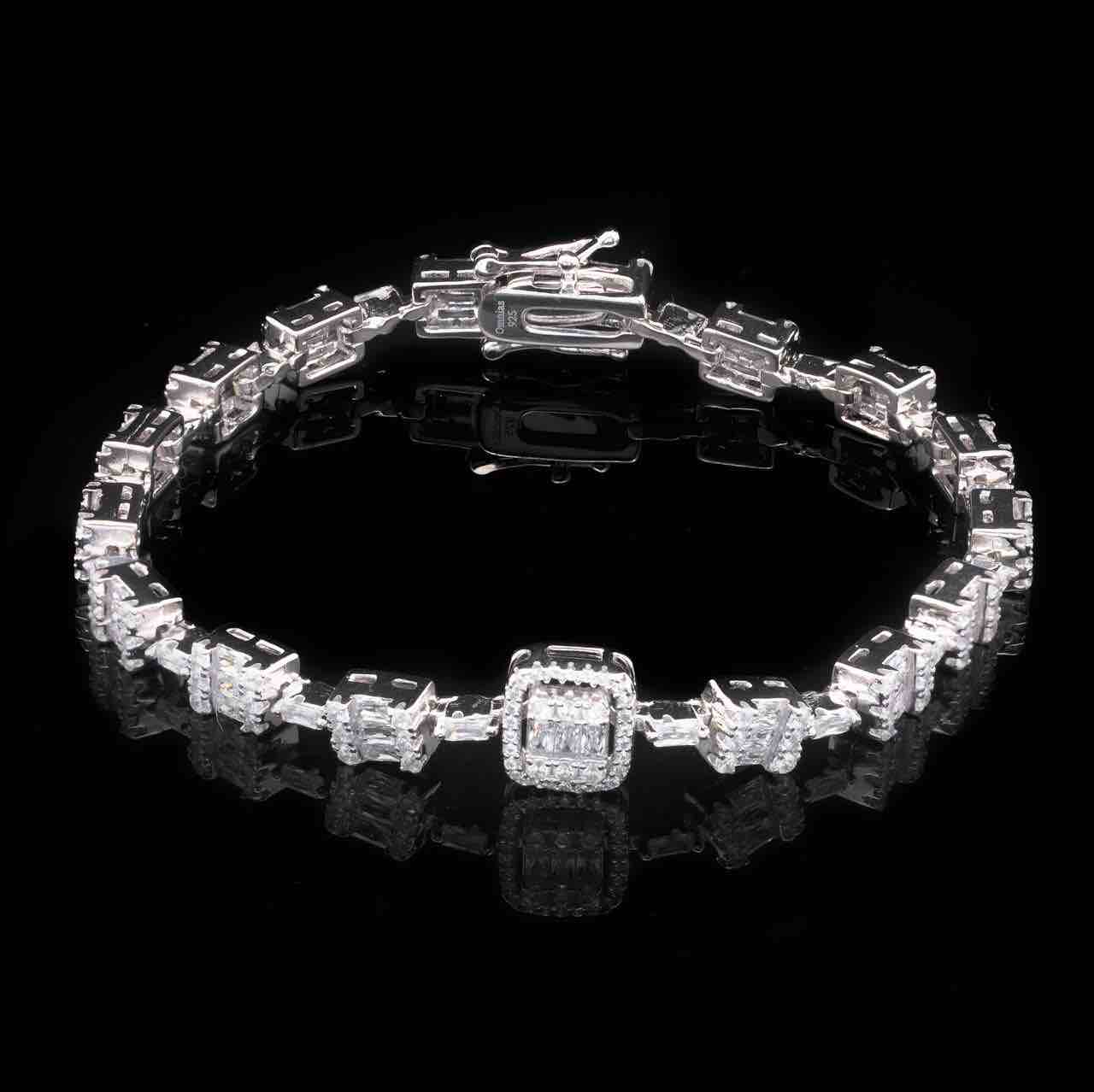 Omnia Najla White Bracelet in 925 Silver with High Quality Simulated Diamonds - Image 2