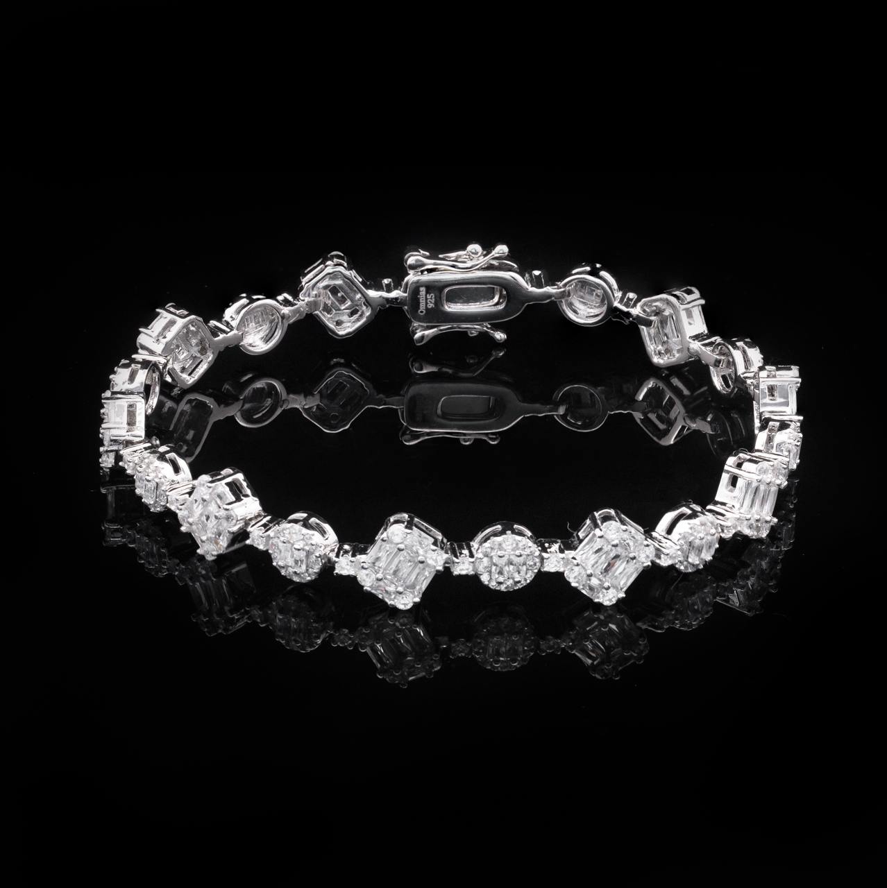 Omnia Nisba White Bracelet in 925 Silver with High Quality Simulated Diamonds - Image 2