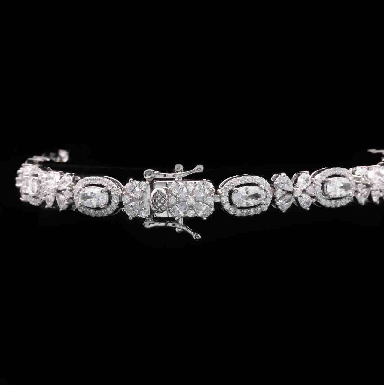 Omnia Zuhra White Bracelet in 925 Silver with High Quality Simulated Diamonds - Image 2