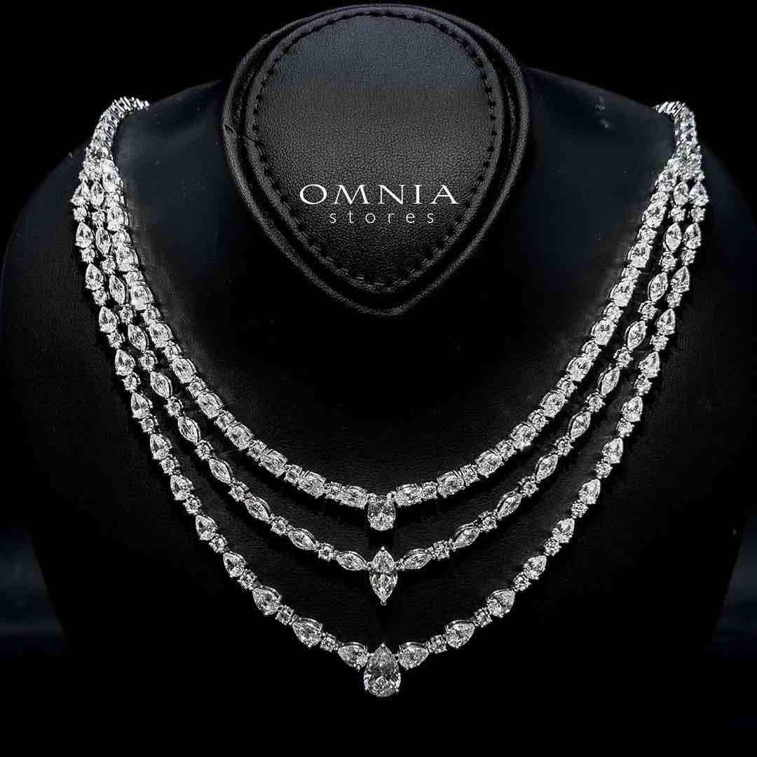 Al Amina Necklace 925 Silver in High Quality Simulated Diamonds - Image 3