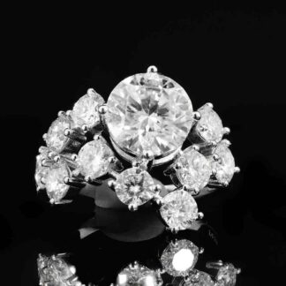 Fatin White Moissanite Round Cut Ring GRA Certified in High Quality 925 Silver 9mm 3ct