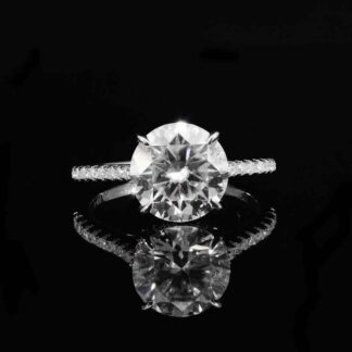 Omnia Faiza White Moissanite Ring – Certified 925 Sterling Silver Round Brilliant Cut