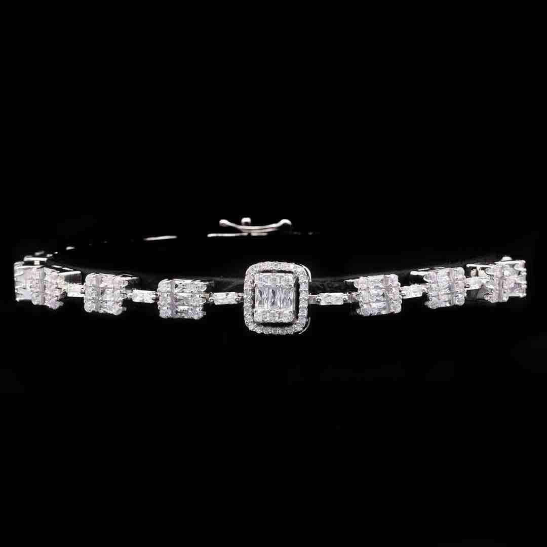 Omnia Najla White Bracelet in 925 Silver with High Quality Simulated Diamonds