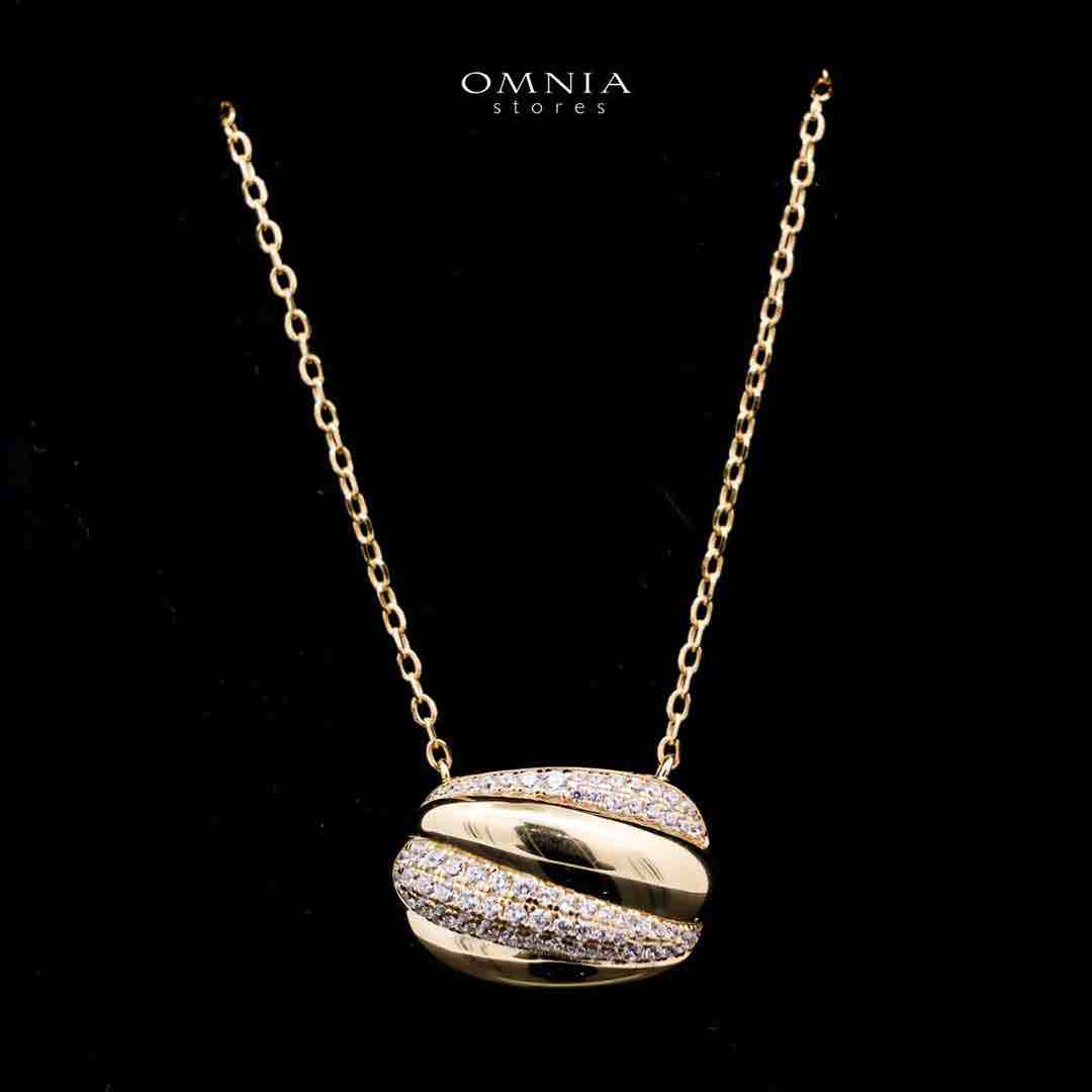 Omnia Elira Golden Necklace in 925 Silver with High-Quality White Simulated Diamonds - Image 3